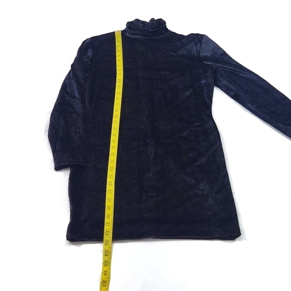 Vintage Ingrid Black Velvet  Bodycon Mock Neck Mini Dress - Picture 7 of 11